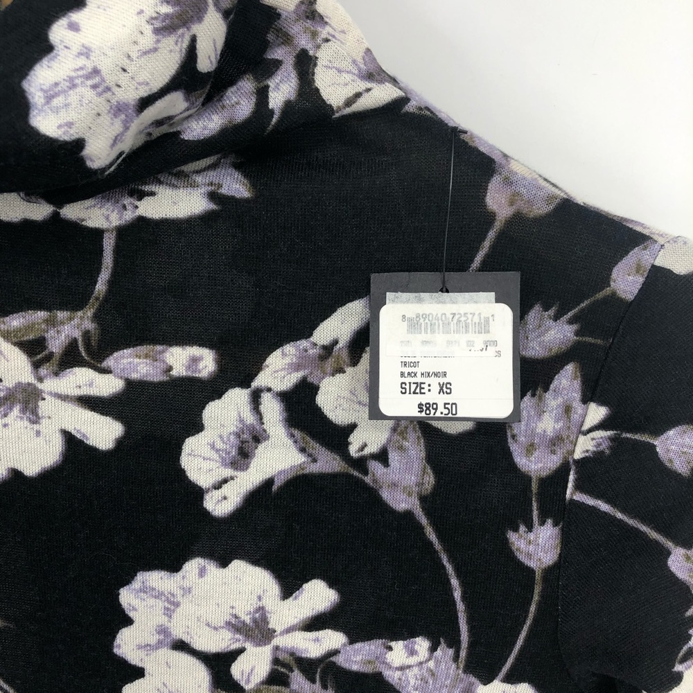 CLUB MONACO Julie Turtleneck Black Floral XS - Picture 6 of 7